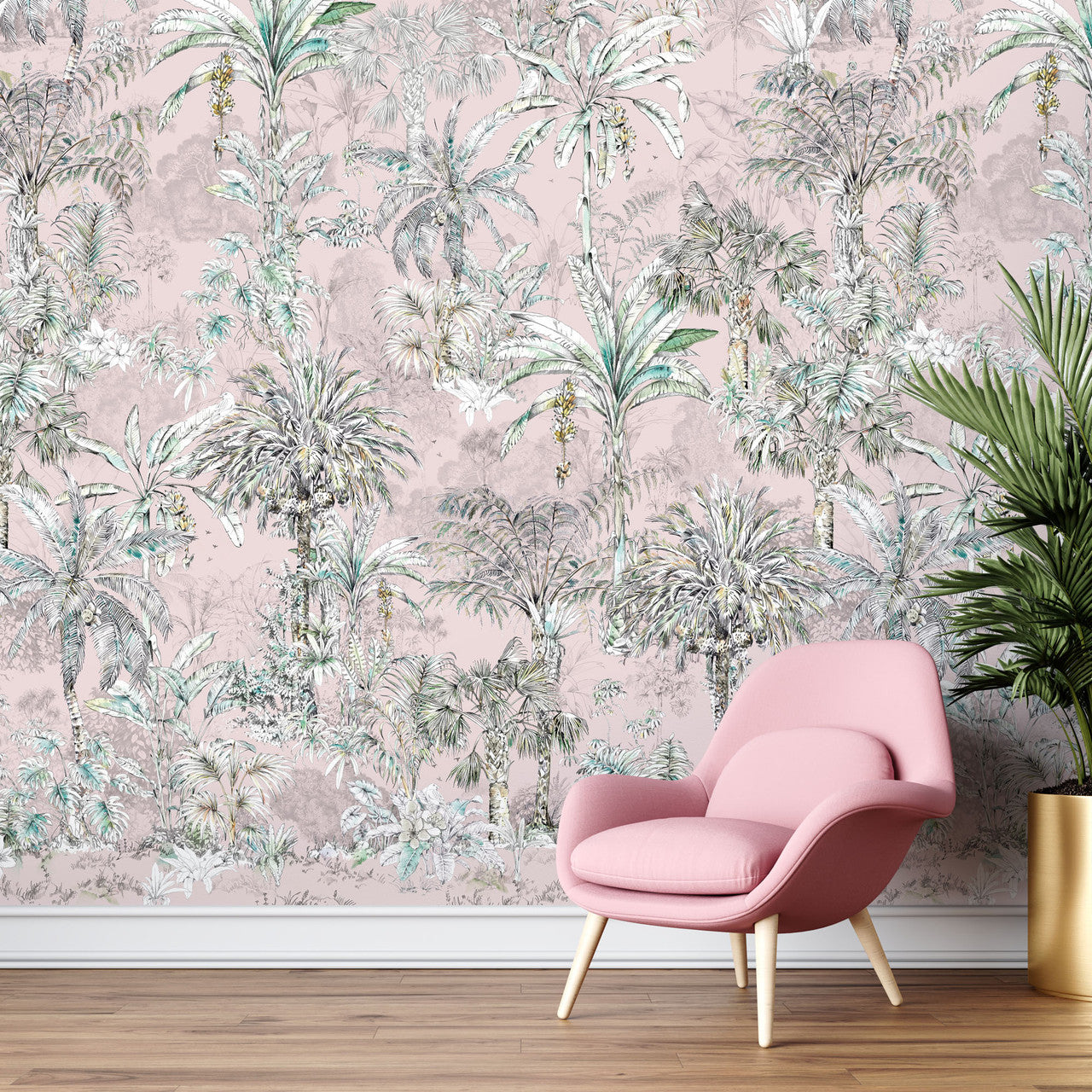 Tropical Jungle Wallpaper - Dusty Pink – House of Edward